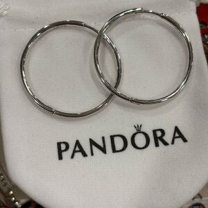 Pandora Classic Sterling Silver Hoop Earrings. Dust bag is included.